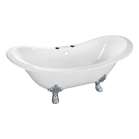 Aqua Eden Clawfoot Bathtubs, 61 L, 30.13 W, White/Polished Chrome, Cast Iron VCT7DS6130NC1